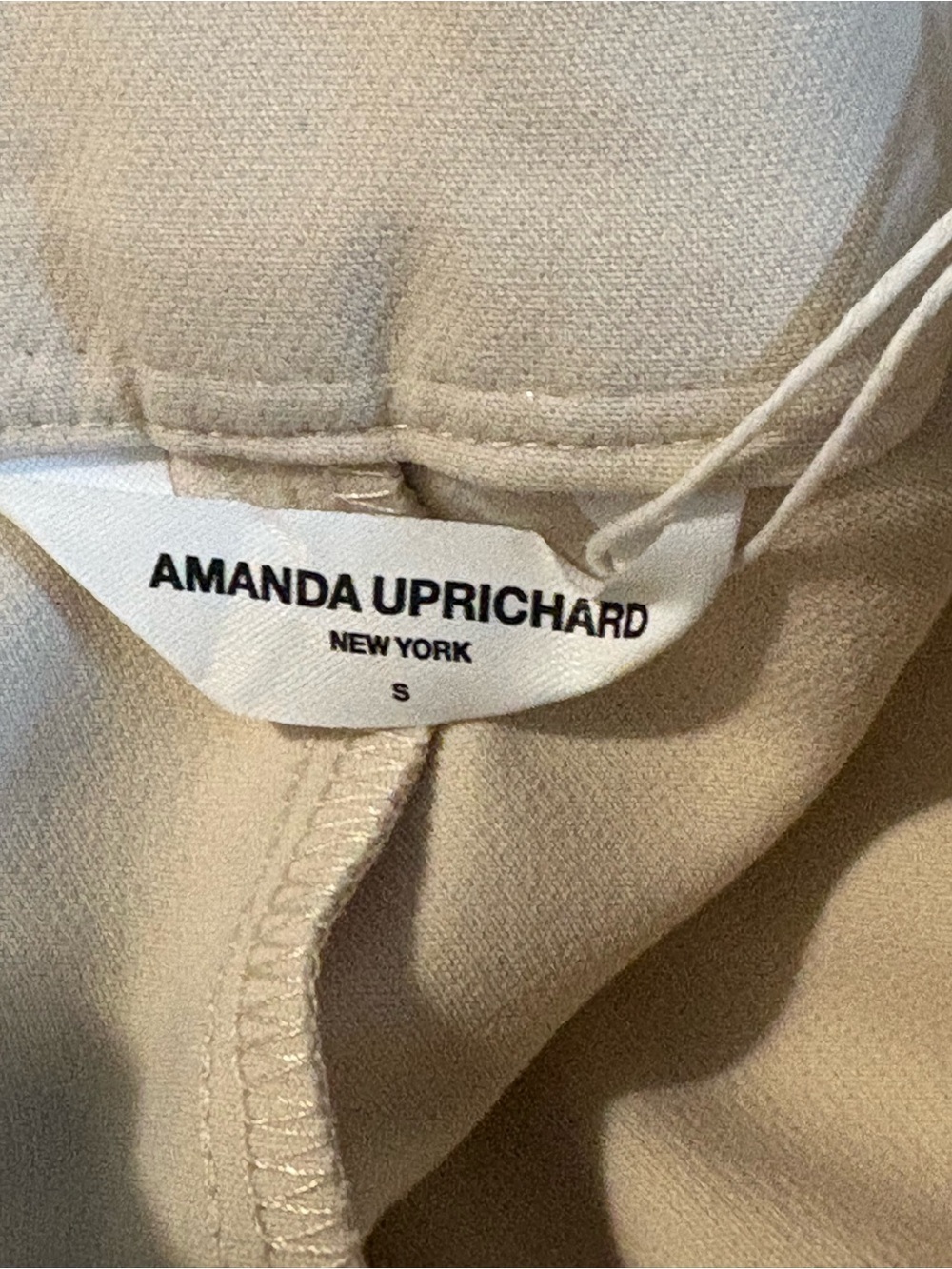 Amanda Uprichard Cream High-Rise Wide Leg Trousers w/ Double Belt Detail Size S - Picture 7 of 12